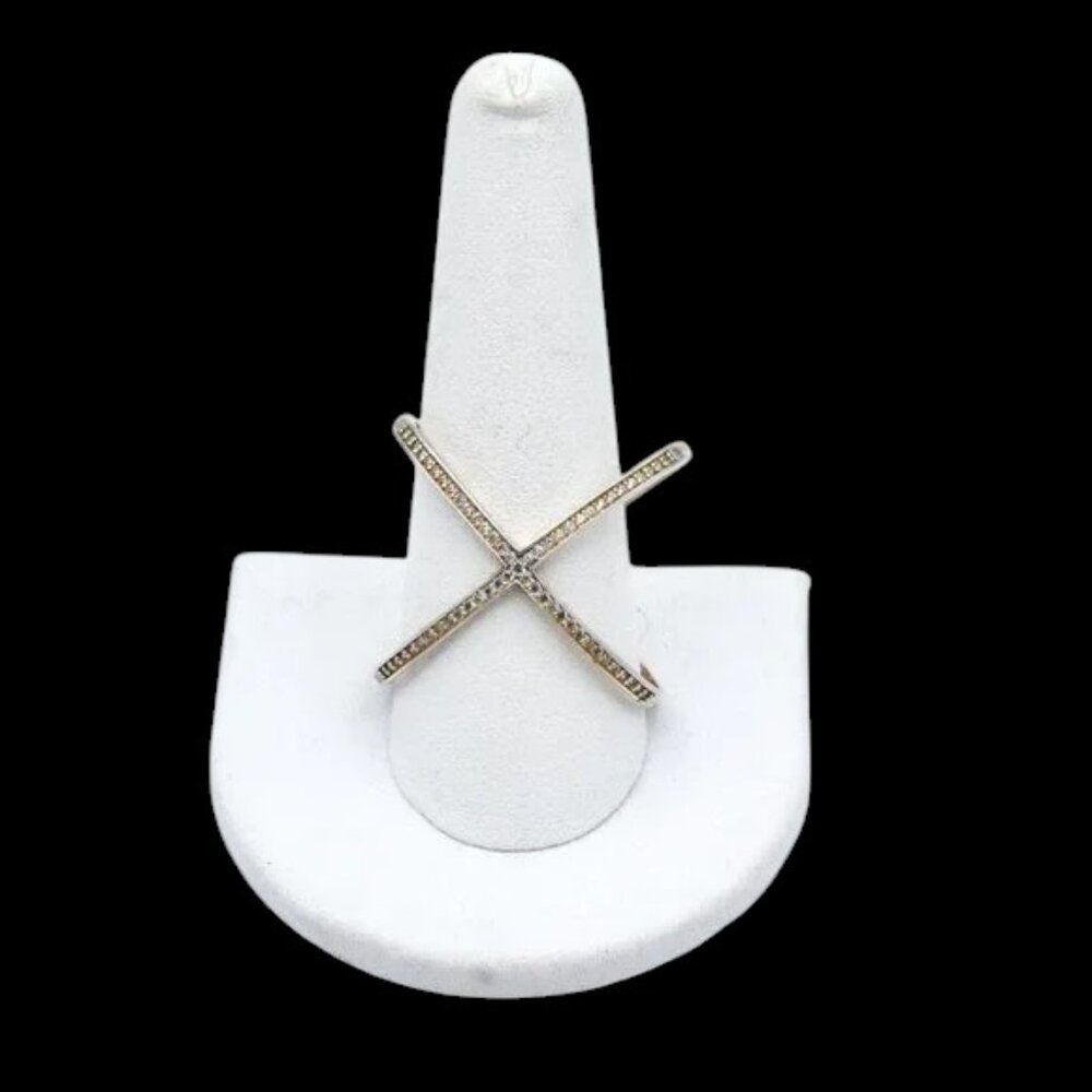 Sterling Silver Tourmaline Cross Over Criss Cross Ring 925